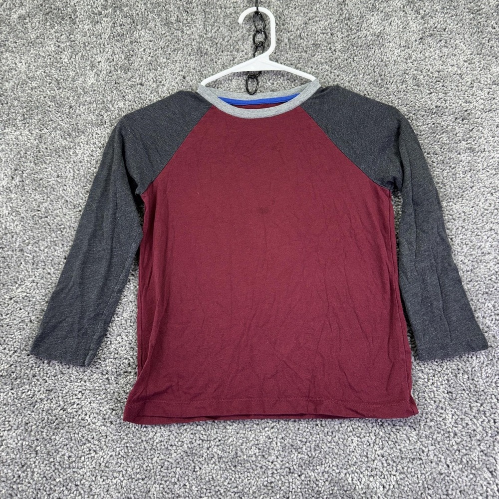 Old Navy Shirt Kids S 6-7 Red Gray Long Sleeve Raglan Colorblock Tee Casual